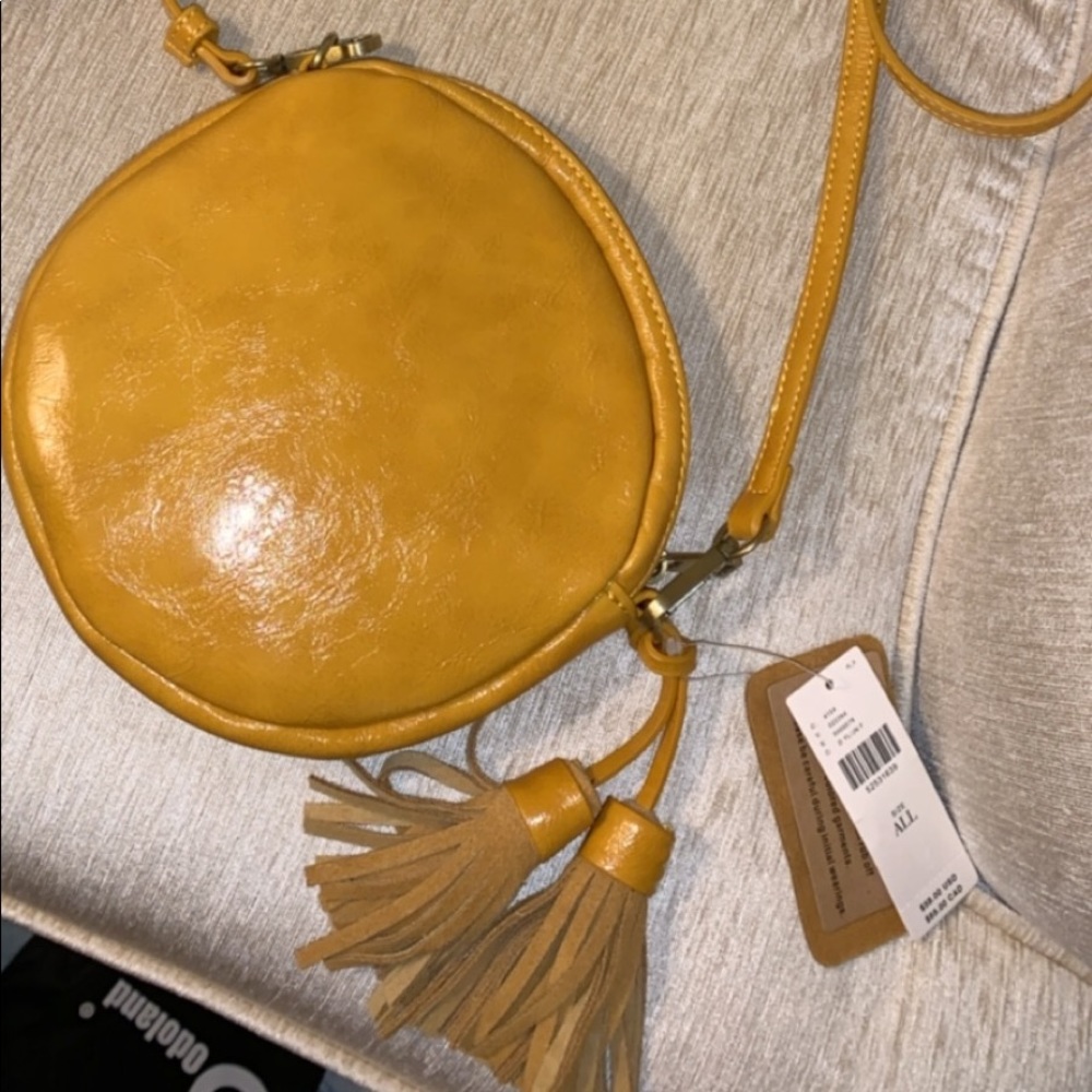 Anthropologie mustard leather purse